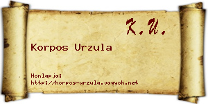 Korpos Urzula névjegykártya